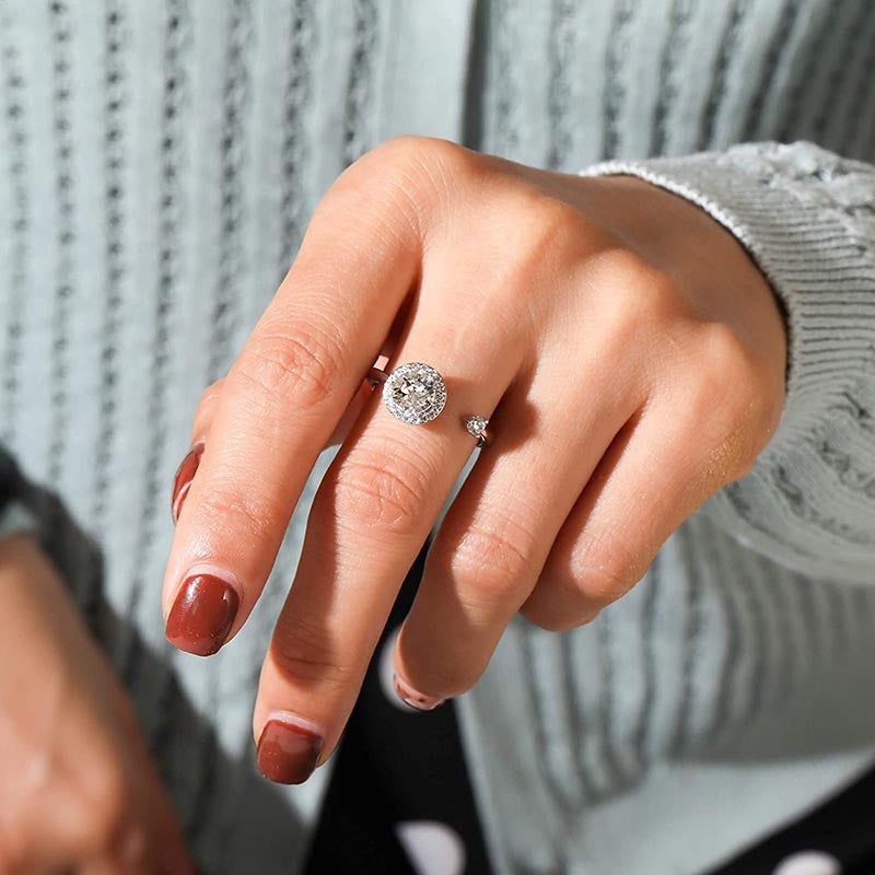 CUBIC ZIRCONIA SPINNER RING ADJUSTABLE RINGS FOR WOMEN